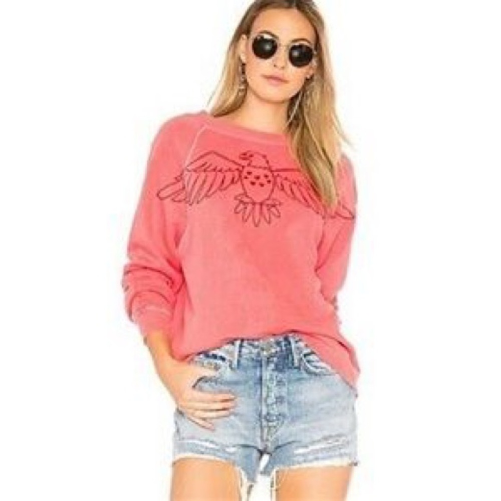 WILDFOX Fly High Sommers Sweater eagle embroidered sm